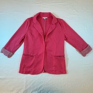Skies Are Blue Pink Blazer Jacket Women’s XS Striped Lining 3/4 Sleeve